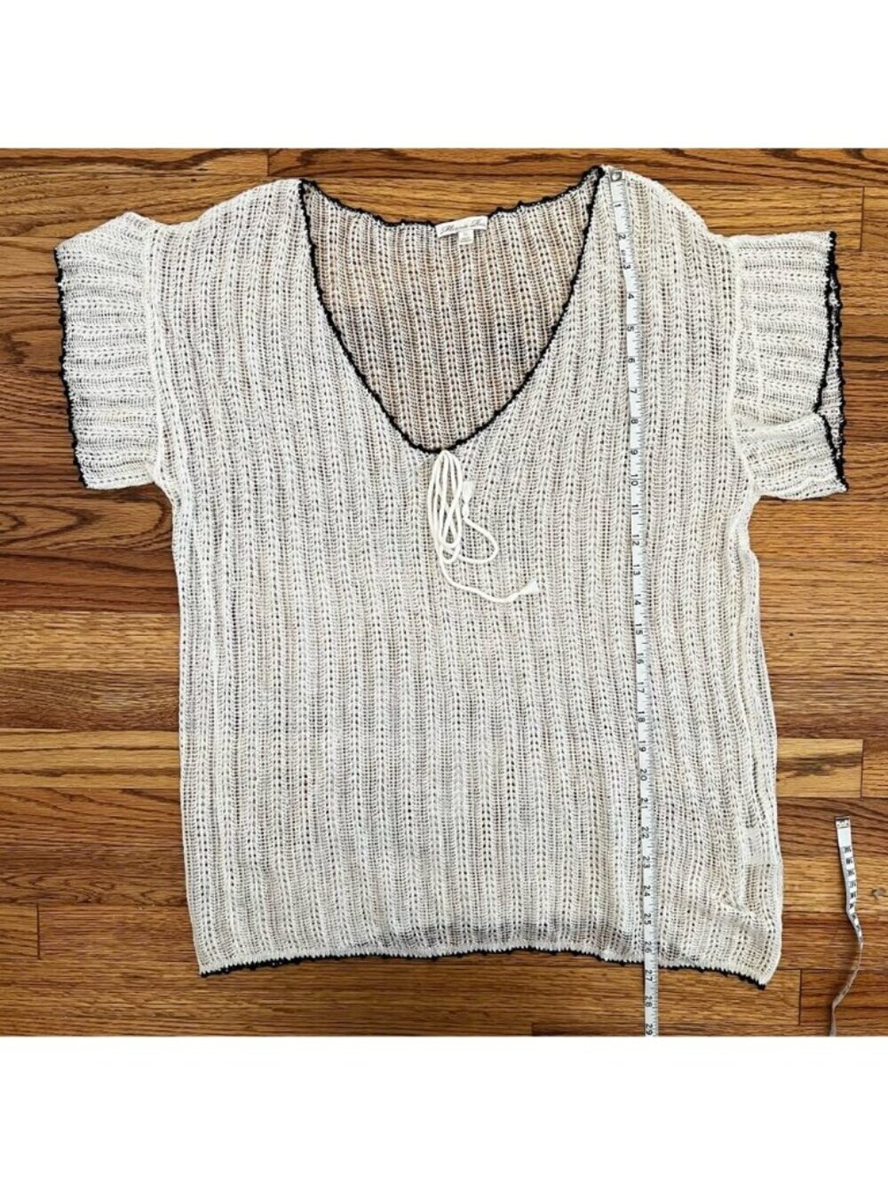 Minnie Rose Sheer Crochet Top Boho Fairy Cottagecore Tie Front Festival Layering - Picture 12 of 12